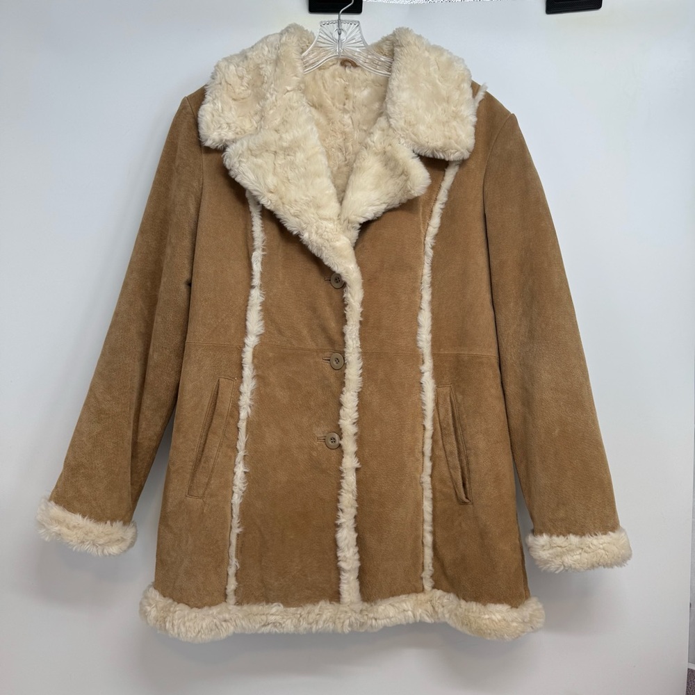 VINTAGE WILSONS MAXIMA Suede Leather Coat Women’s L Faux Fur Lined